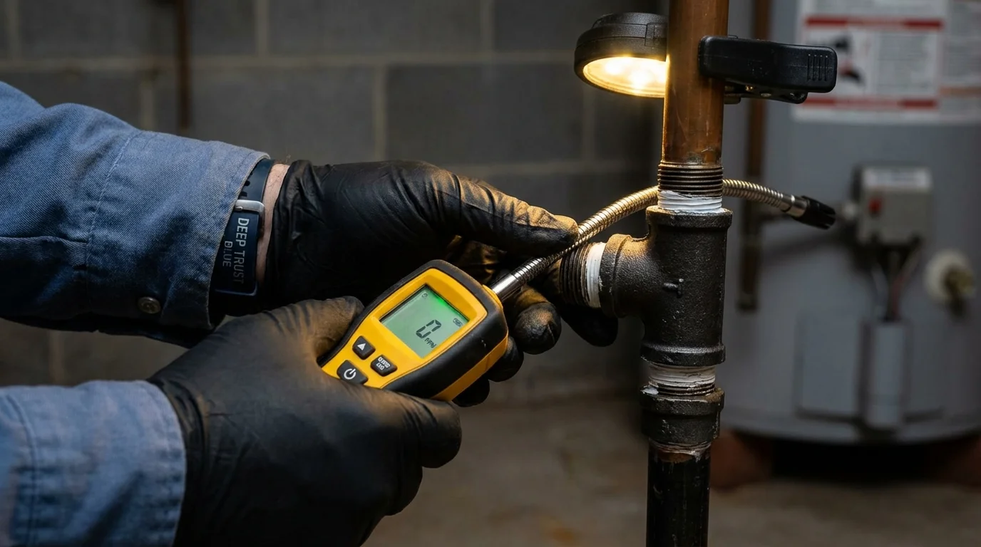 Gas leak detection with electronic sniffer by Johns Plumbing LLC in Gilroy