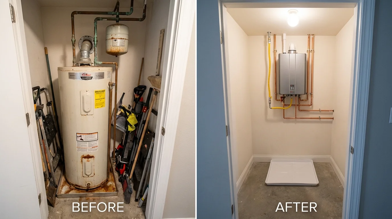 Tank water heater versus wall-mounted tankless unit comparison for Gilroy, CA homeowners
